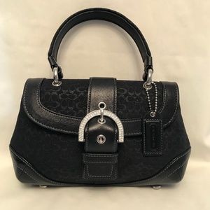 Coach Black Evening Bag with Rhinestone Buckle